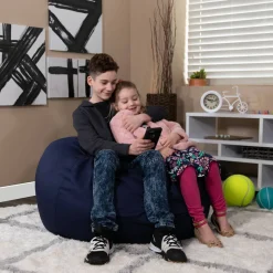 Duncan Oversized Solid Navy Blue Refillable Bean Bag Chair for All Ages