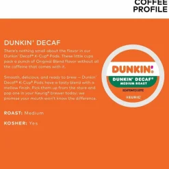 Dunkin' Donuts Decaf Keurig Single-Serve K-Cup Pods, Medium Roast, Box of 44 K-Cup Pods