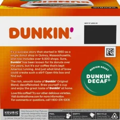 Dunkin' Donuts Decaf Keurig Single-Serve K-Cup Pods, Medium Roast, Box of 44 K-Cup Pods