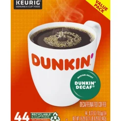 Dunkin' Donuts Decaf Keurig Single-Serve K-Cup Pods, Medium Roast, Box of 44 K-Cup Pods