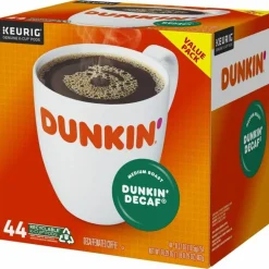 Dunkin' Donuts Decaf Keurig Single-Serve K-Cup Pods, Medium Roast, Box of 44 K-Cup Pods