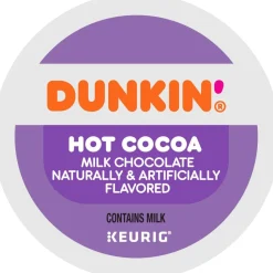 Dunkin' Donuts Milk Chocolate Hot Cocoa Keurig Single Serve K-Cup Pods, 22 Pods Per Pack, Case Of 4 Packs