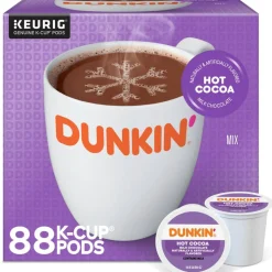 Dunkin' Donuts Milk Chocolate Hot Cocoa Keurig Single Serve K-Cup Pods, 22 Pods Per Pack, Case Of 4 Packs