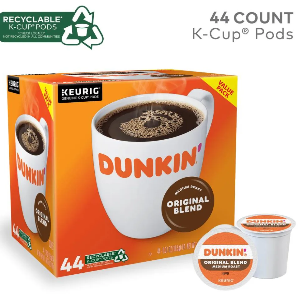 Dunkin' Donuts Single-Serve Coffee K-Cup, Original Blend, Carton Of 44