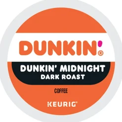 Dunkin' Donuts Single-Serve Coffee K-Cups, Dark Roast, Carton Of 4 Cups, Box of 22 Cartons