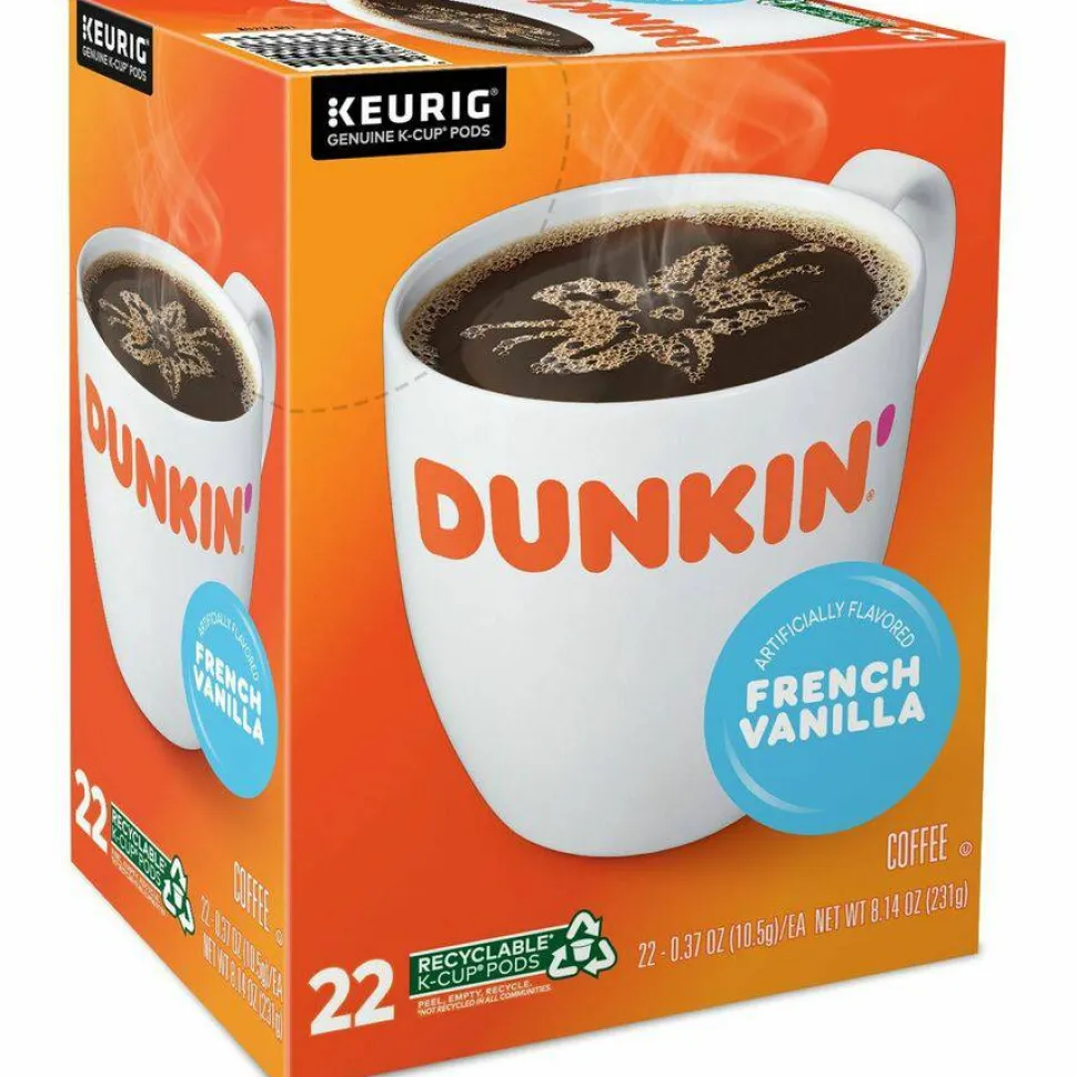 Dunkin' K-Cup Pods, French Vanilla, 22 Pods/Box