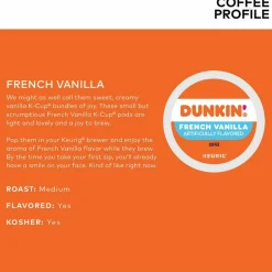 Dunkin' K-Cup Pods, French Vanilla, 22 Pods/Box