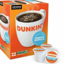 Dunkin' K-Cup Pods, French Vanilla, 22 Pods/Box