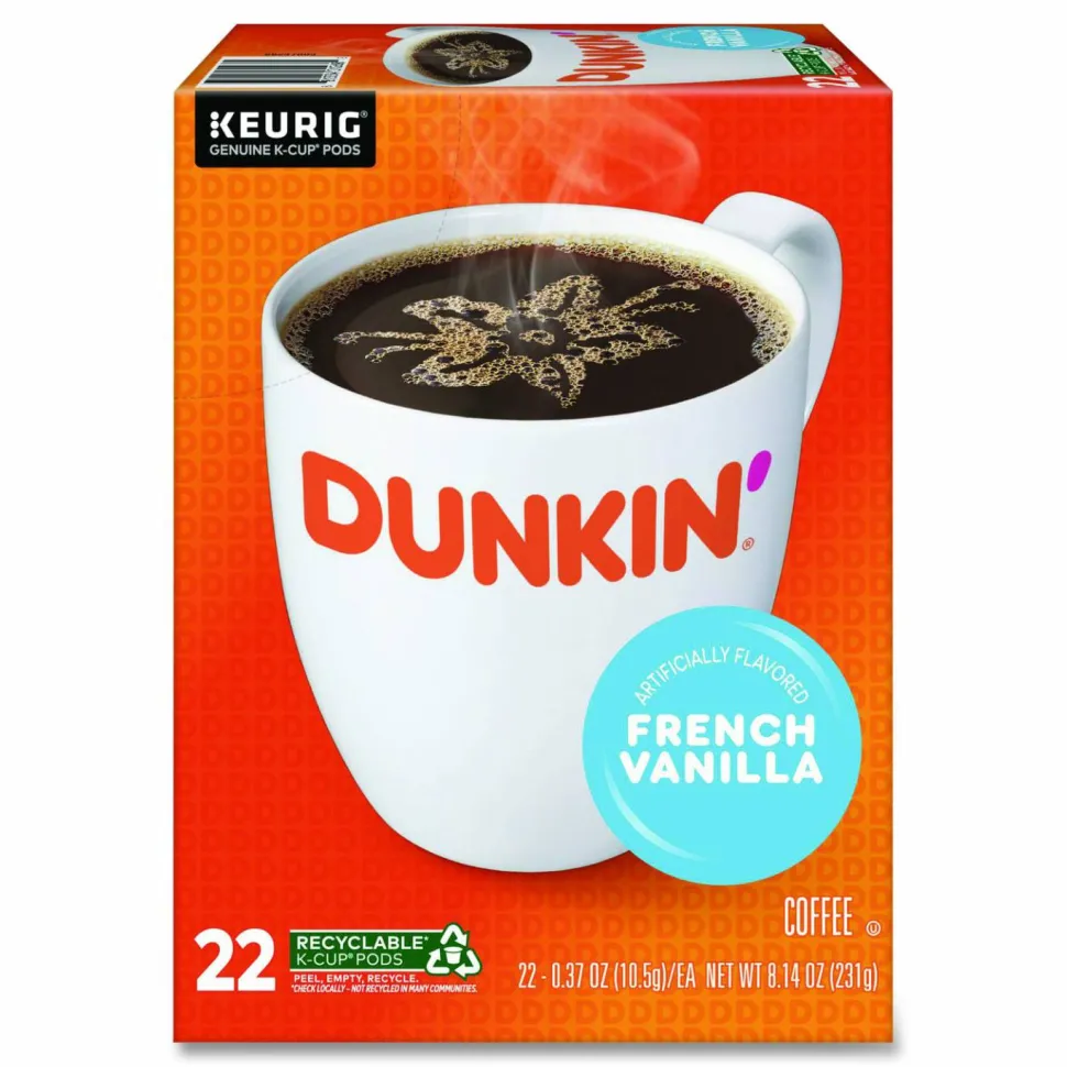 Dunkin' K-Cup Pods, French Vanilla, 22 Pods/Box