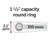 Durable View 3-Ring Binder, 1 1/2" Round Rings, Black, Pack Of 4
