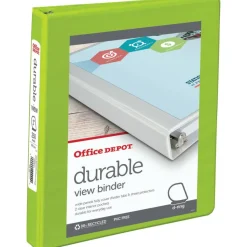 Durable View 3-Ring Binder, 1" D-Rings, Green