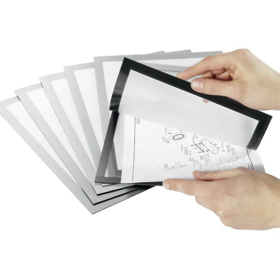 Durable DURAFRAME Magnetic Plus Sign Holder, 8.5 x 11, Silver Frame, 2/Pack