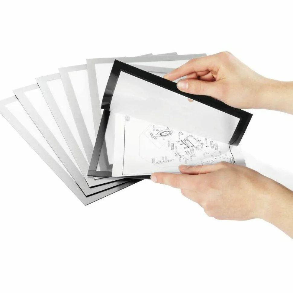 Durable DURAFRAME Magnetic Plus Sign Holder, 8.5 x 11, Silver Frame, 2/Pack