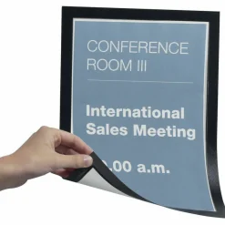 Durable DURAFRAME Magnetic Sign Holder, 8.5 x 11, Black Frame, 2/Pack