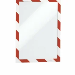 DURABLE DURAFRAME SECURITY Self-Adhesive Magnetic Letter Sign Holder - Holds Letter-Size 8-1/2" x 11" , Red/White, 2 Pack
