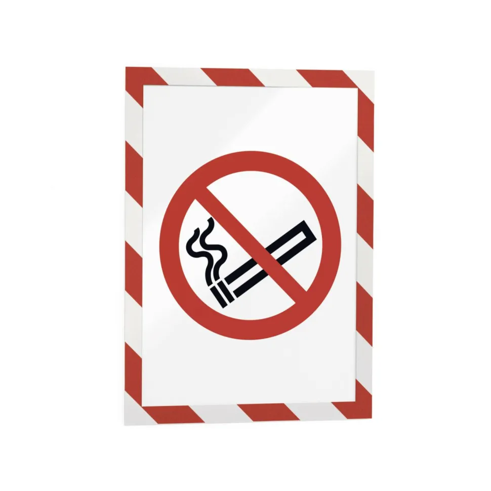 DURABLE DURAFRAME SECURITY Self-Adhesive Magnetic Letter Sign Holder - Holds Letter-Size 8-1/2" x 11" , Red/White, 2 Pack
