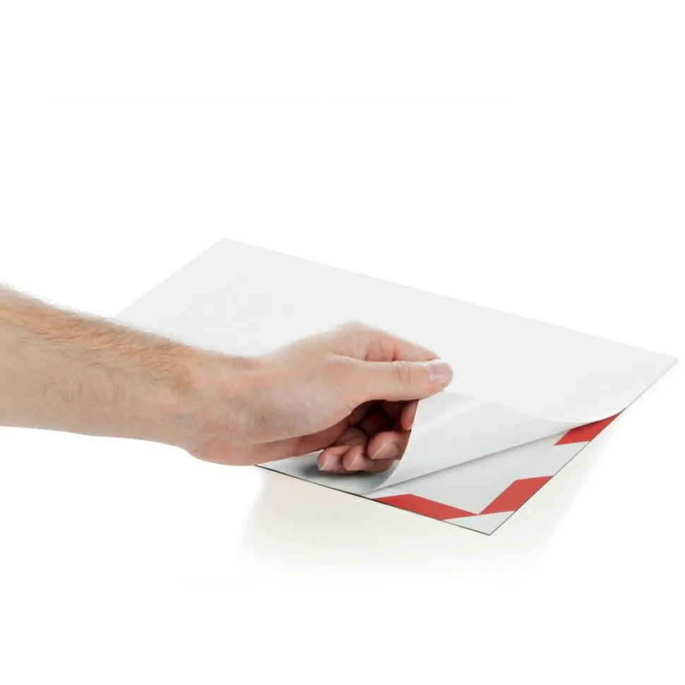 DURABLE DURAFRAME SECURITY Self-Adhesive Magnetic Letter Sign Holder - Holds Letter-Size 8-1/2" x 11" , Red/White, 2 Pack
