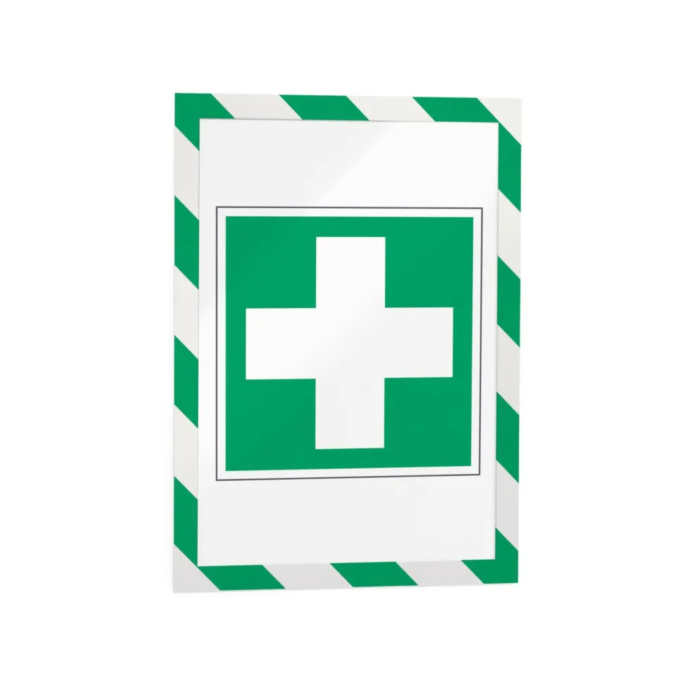 DURABLE DURAFRAME SECURITY Self-Adhesive Magnetic Letter Sign Holder - Holds Letter-Size 8-1/2" x 11" , Green/White, 2 Pack