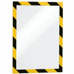 DURABLE DURAFRAME SECURITY Self-Adhesive Magnetic Letter Sign Holder - Holds Letter-Size 8-1/2" x 11" , Yellow/Black, 2 Pack