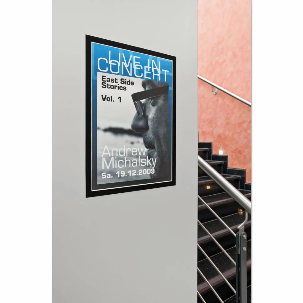 DURABLE DURAFRAME Self-Adhesive Magnetic Tabloid Sign Holder - Horizontal or Vertical, 12.25" x 18" Frame Size - Holds 11" x 17" Insert, 2 -Pack, Black