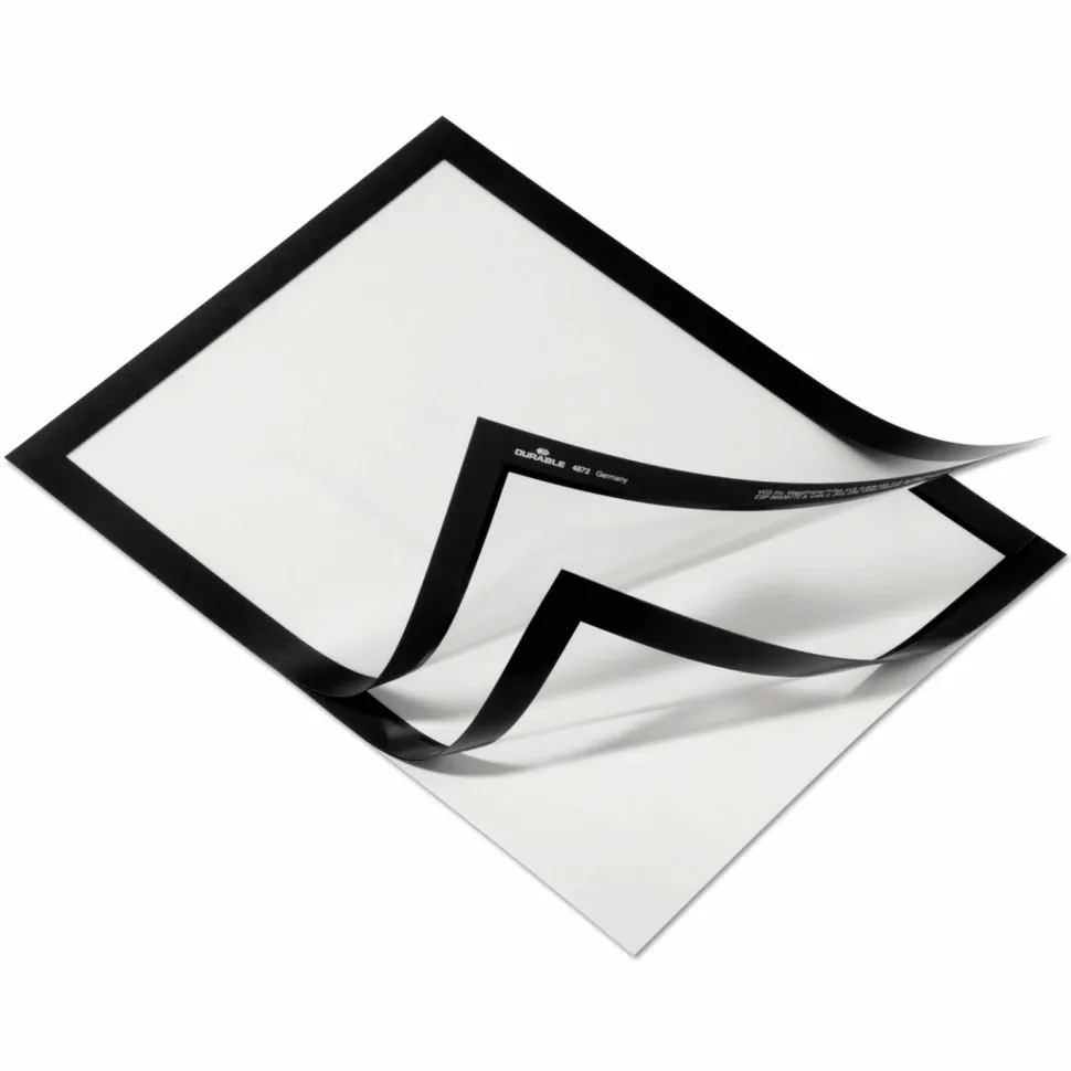DURABLE DURAFRAME Self-Adhesive Magnetic Letter Sign Holder - Horizontal or Vertical, 9.5" x 12" Frame Size - Holds 8.5" x 11" Insert, 2 -Pack, Black