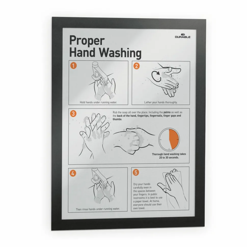 DURABLE DURAFRAME Self-Adhesive Magnetic Letter Sign Holder - Horizontal or Vertical, 9.5" x 12" Frame Size - Holds 8.5" x 11" Insert, 2 -Pack, Black