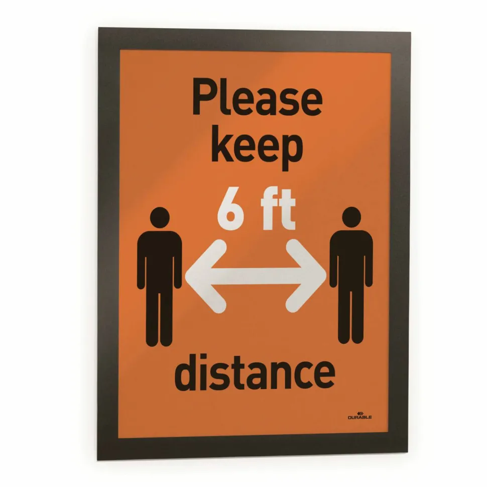 DURABLE DURAFRAME Self-Adhesive Magnetic Letter Sign Holder - Horizontal or Vertical, 9.5" x 12" Frame Size - Holds 8.5" x 11" Insert, 2 -Pack, Black