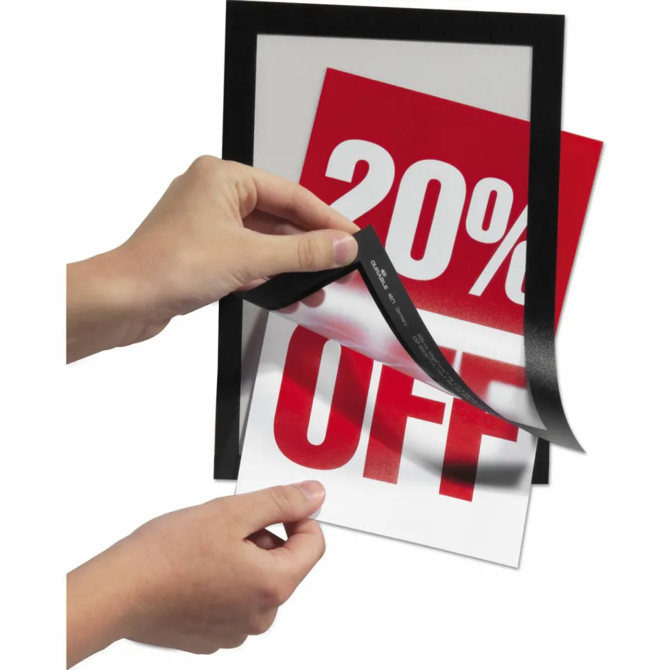 DURABLE DURAFRAME Self-Adhesive Magnetic Half-Letter Sign Holder - 6.5"x9.5" Frame Size - Rectangle - 491301