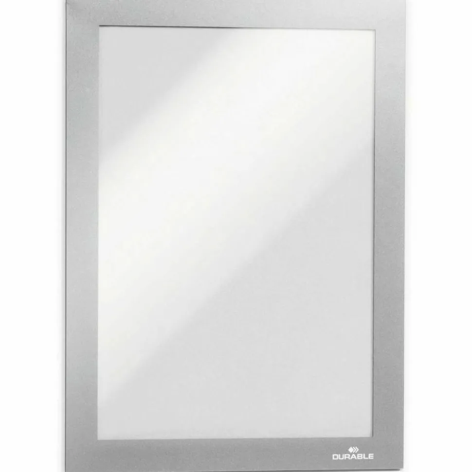 DURABLE DURAFRAME Sign Holders, 6-1/2" x 9-1/2", Silver, Set Of 2 Holders