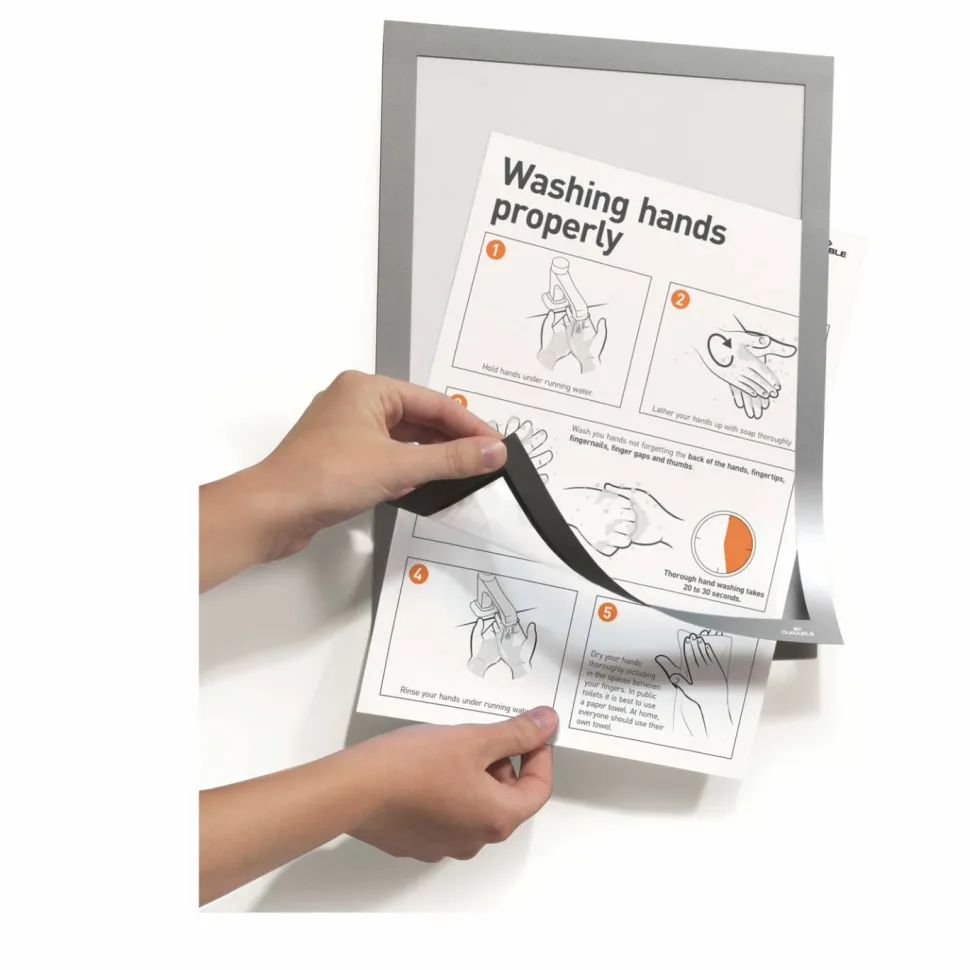 Durable DURAFRAME SUN Sign Holder, 8.5 x 11, Silver Frame, 2/Pack