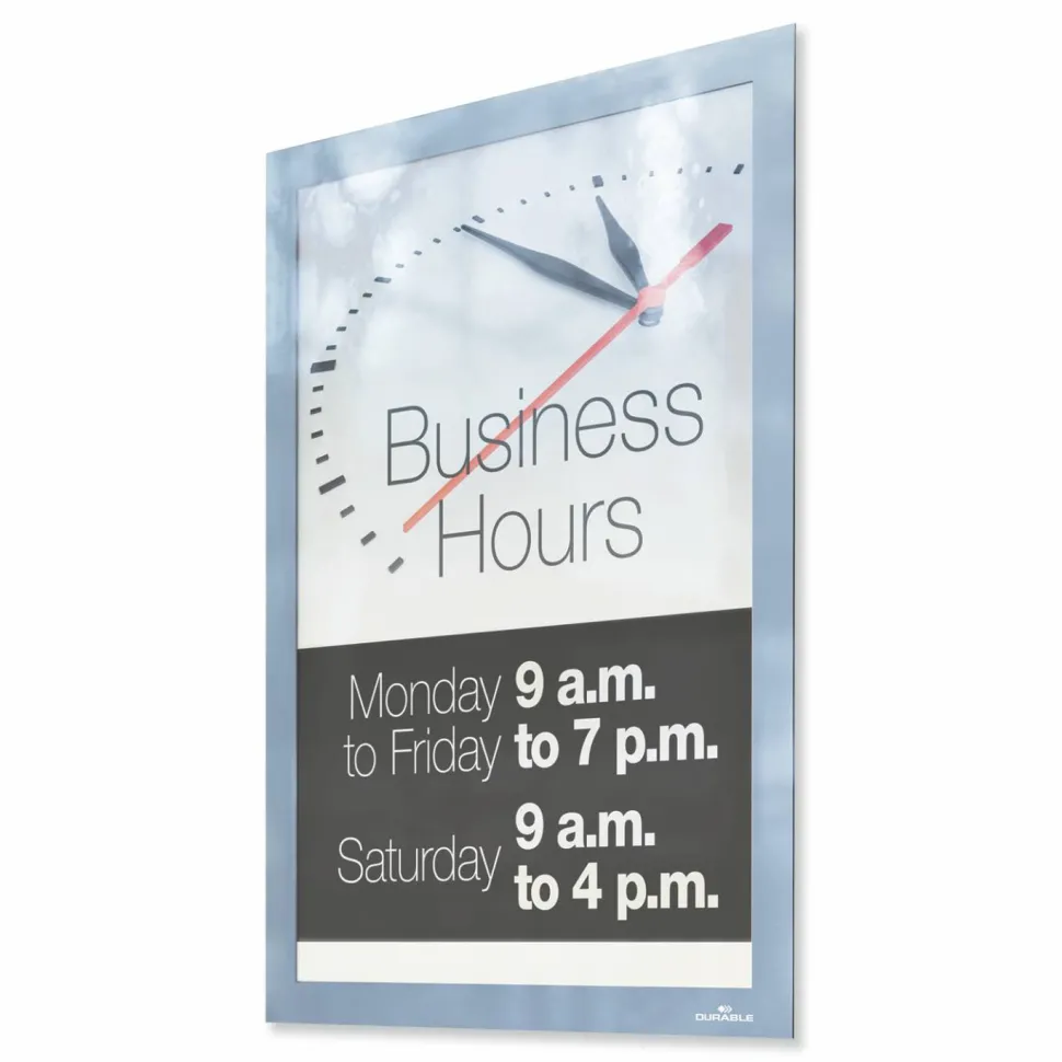 Durable DURAFRAME SUN Sign Holder, 8.5 x 11, Silver Frame, 2/Pack