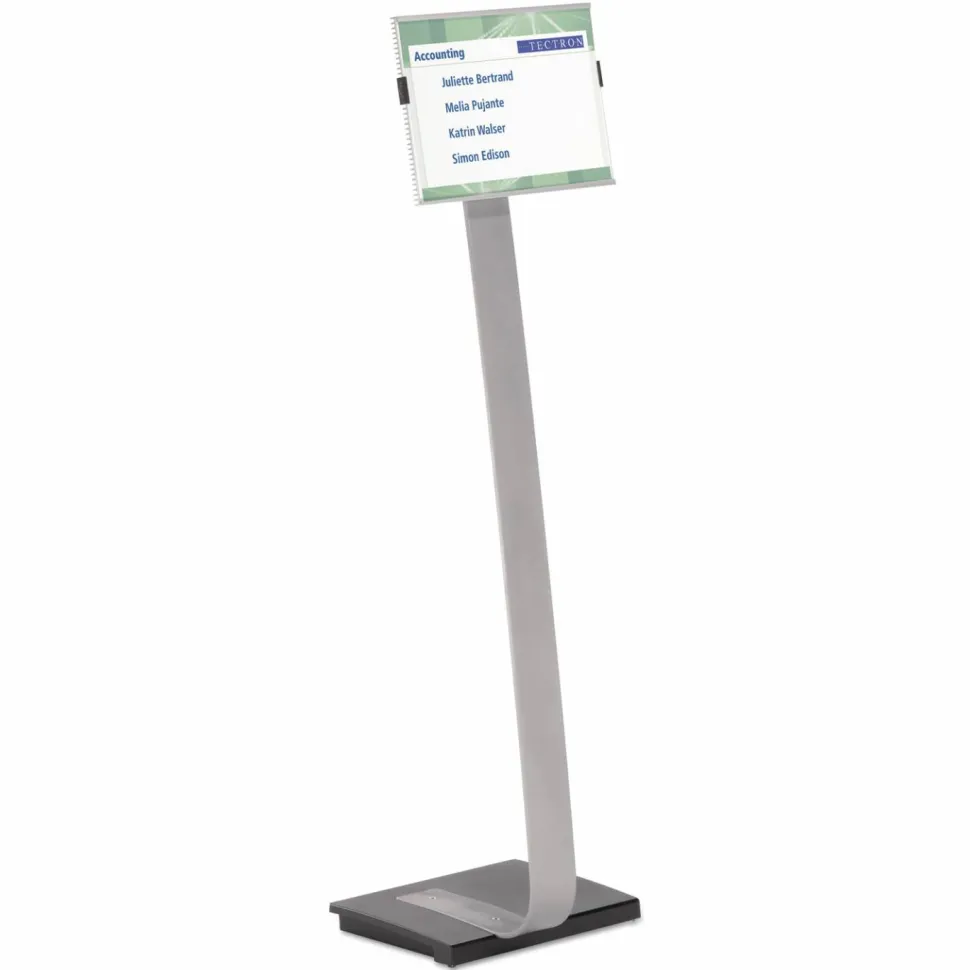 Durable Info Sign Duo Floor Sign Stand, 46 1/2"H x 11"W x 11 1/2"D, Black/Silver