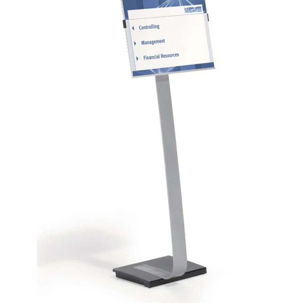 Durable Info Sign Duo Floor Sign Stand, 50" x 17" x 11 1/2", Black/Gray