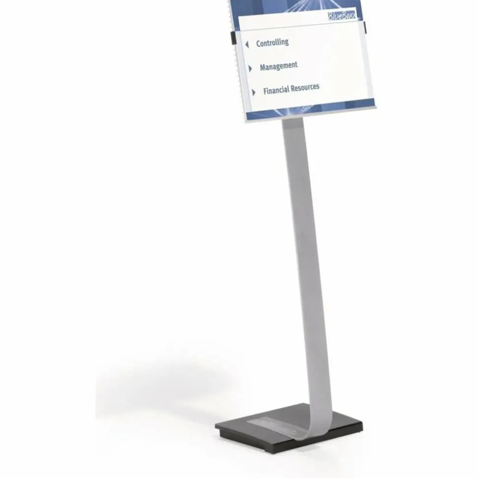 Durable Info Sign Duo Floor Sign Stand, 50" x 17" x 11 1/2", Black/Gray