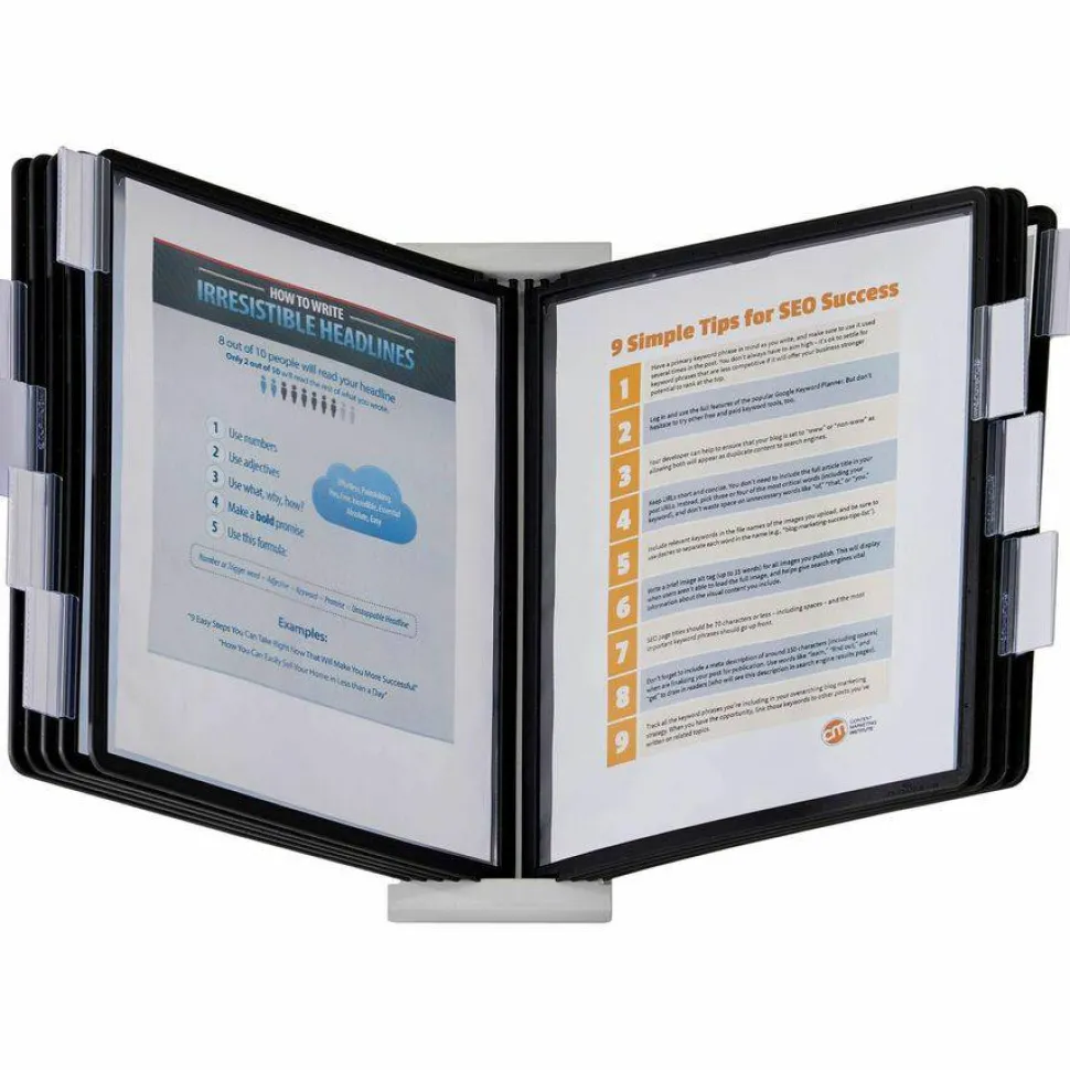 Durable InstaView 10-Section Desktop Reference System, Black