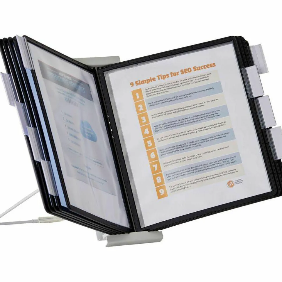 Durable InstaView 10-Section Desktop Reference System, Black