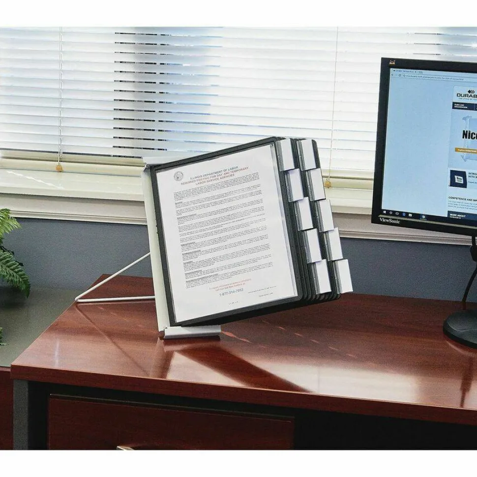 Durable InstaView 10-Section Desktop Reference System, Black