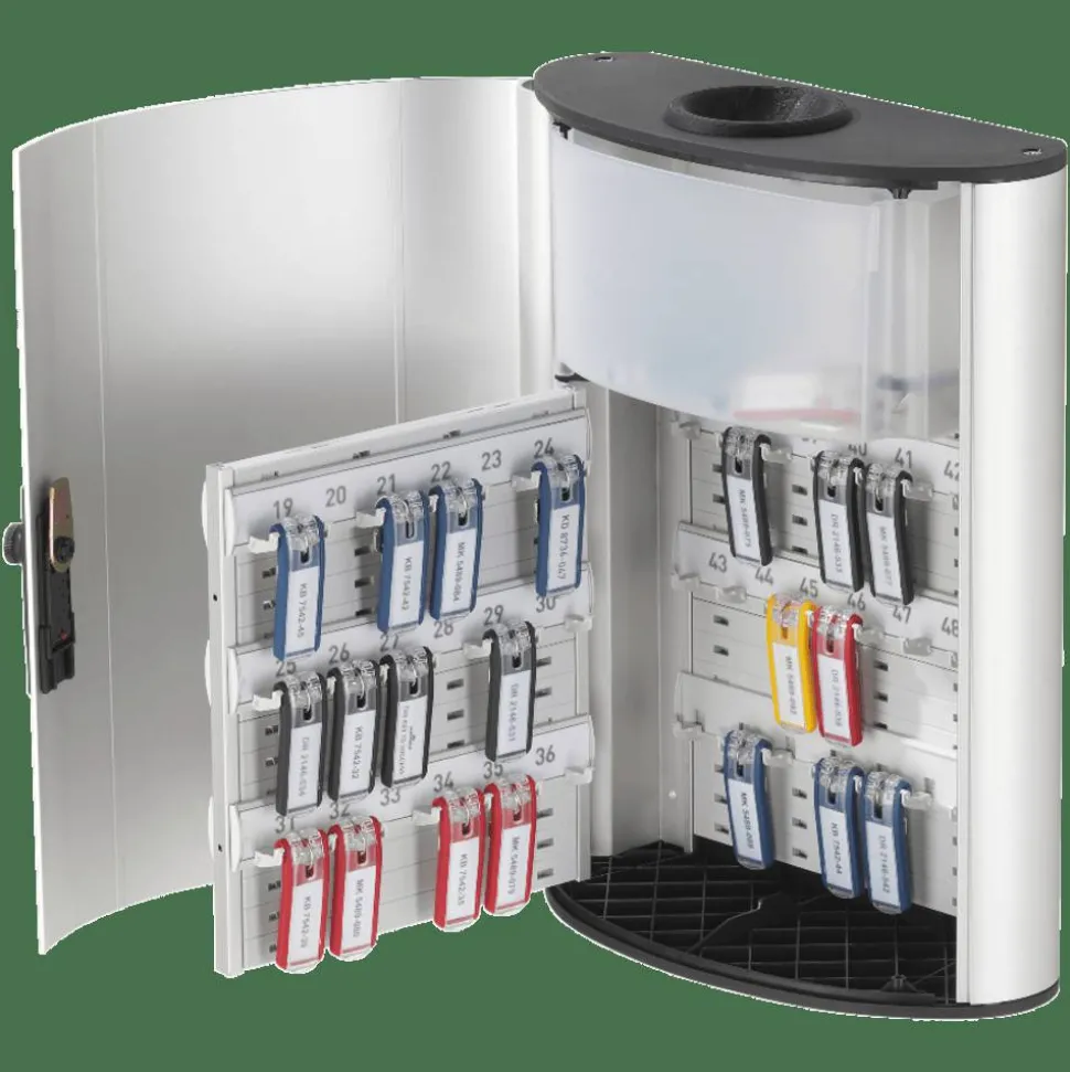 Durable Key Combination 54-Key Locking Aluminum Key Box, 15 3/4" x 11 3/4" x 4 5/8", Silver