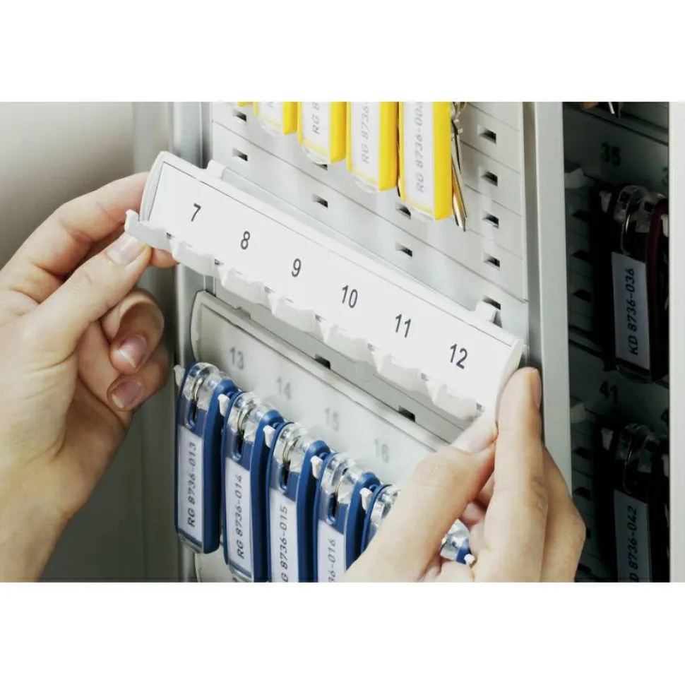 Durable 36-Key Locking Tag-Style Aluminum Key Cabinet, 11" x 11 3/4" x 4 5/8", Silver