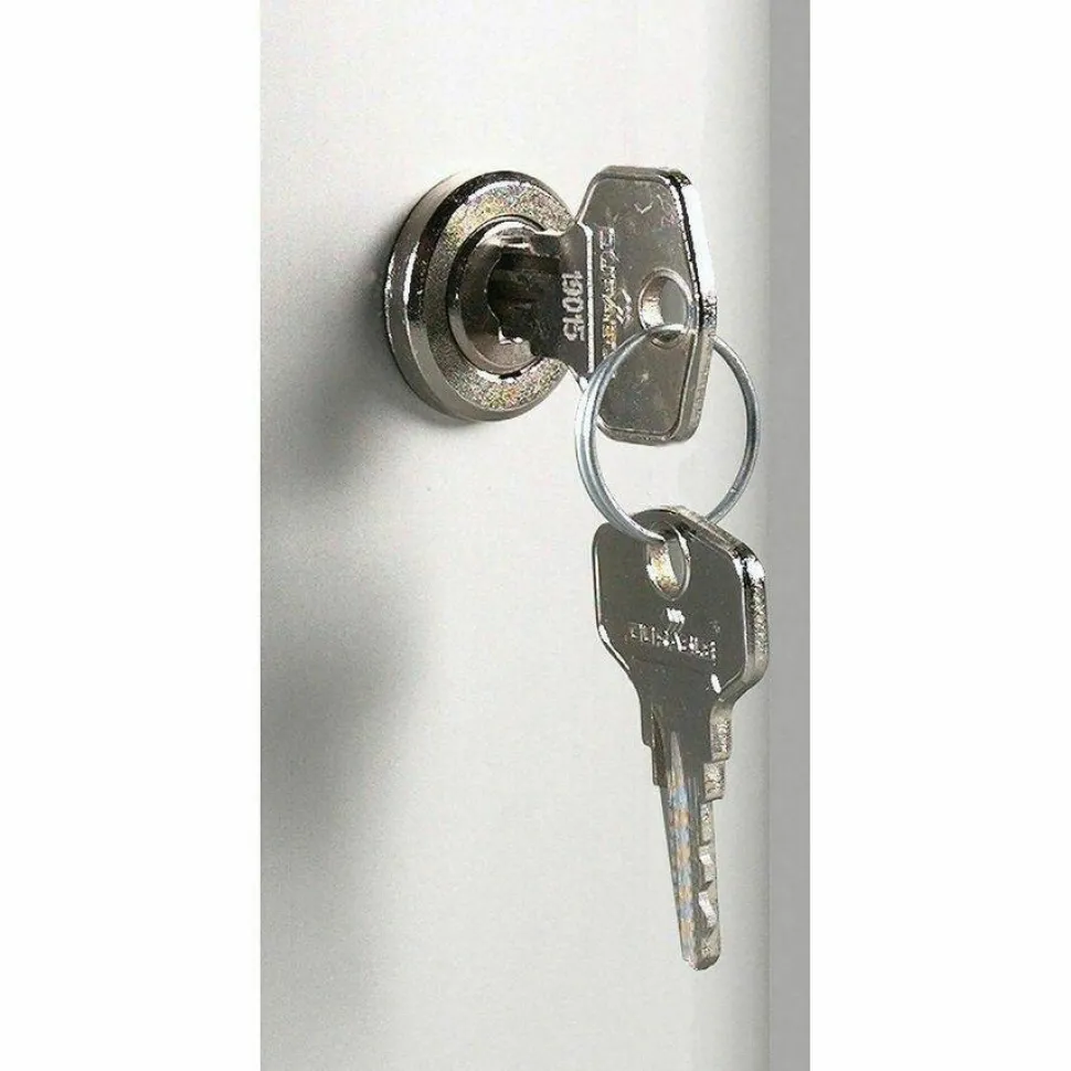 Durable 36-Key Locking Tag-Style Aluminum Key Tag Cabinet, 11" x 11 3/4" x 4 5/8", Silver