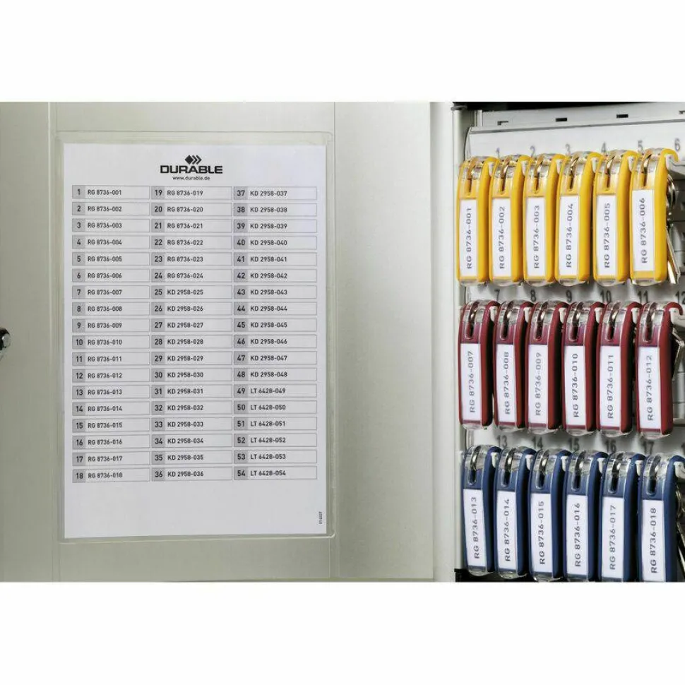 Durable 36-Key Locking Tag-Style Aluminum Key Tag Cabinet, 11" x 11 3/4" x 4 5/8", Silver