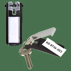 Durable Label Window Key Tags, Black, Pack Of 6