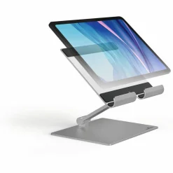 DURABLE Rise Tablet Stand, Up to 13" Screen Support, 2.20 lb Load Capacity, 8.07"H x 6.69"W x 5.39"D, Tabletop, Aluminum, Silver