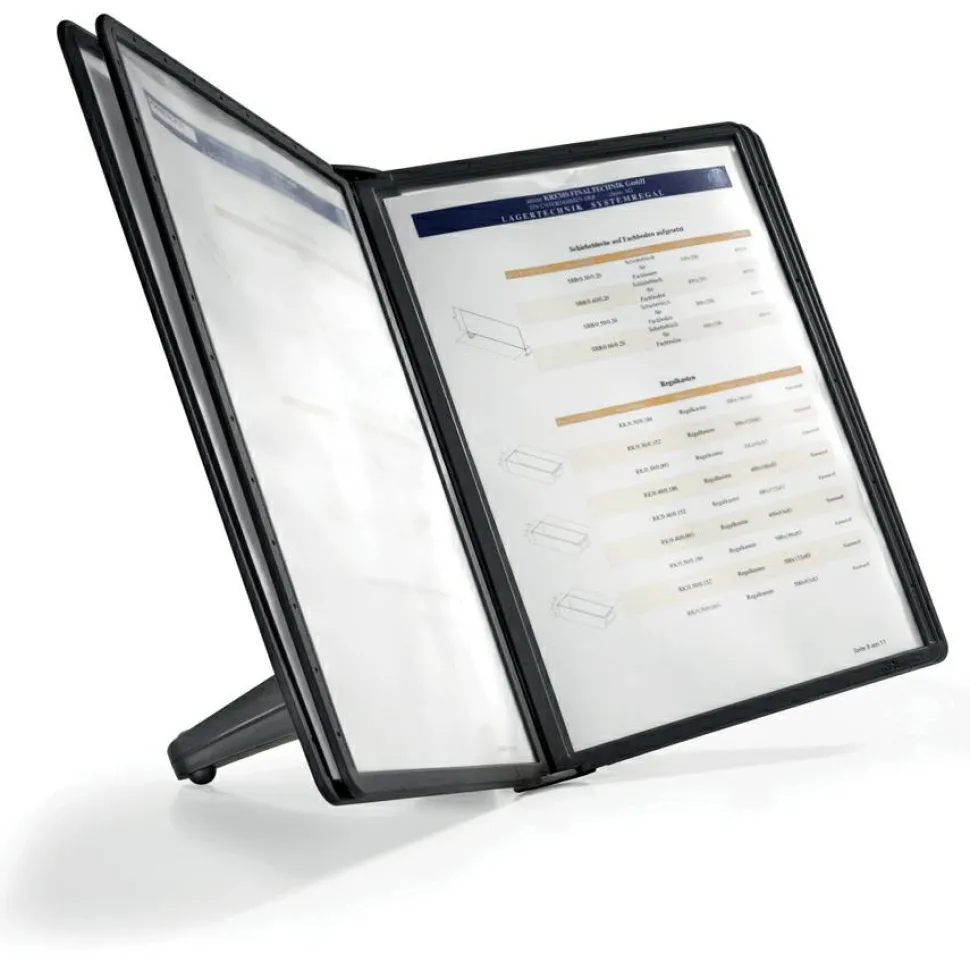 Durable SHERPA SoHo Document Holder, 10 Panels, 13.5 x 3 x 10.38, Black Borders