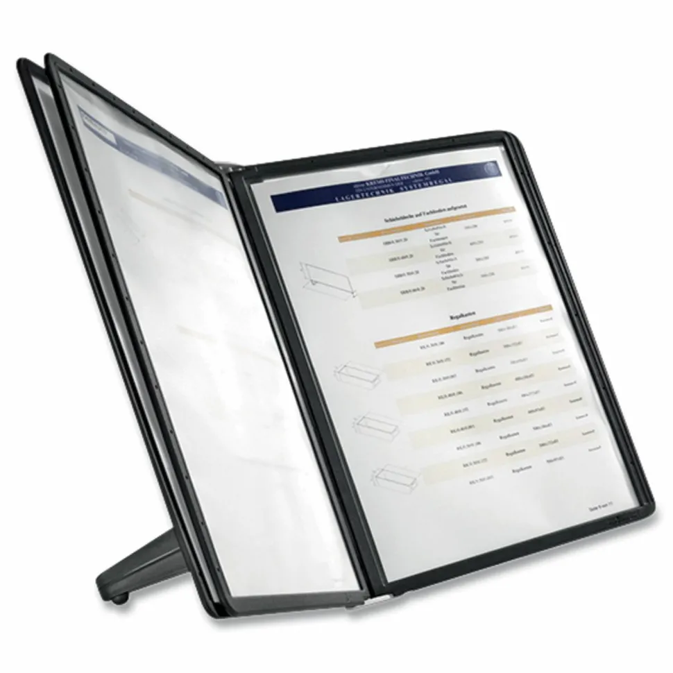 Durable SHERPA SoHo Document Holder, 10 Panels, 13.5 x 3 x 10.38, Black Borders