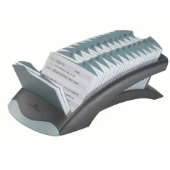 Durable TELINDEX Desk Address Card File, Holds 500 2.88 x 4.13 Cards, 5.13 x 9.31 x 3.56, Plastic, Graphite/Black