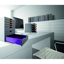 Durable VARICOLOR Stackable Plastic Drawer Box, 10 Drawers, Letter to Folio Size Files, 11" x 14" x 11.5", Gray
