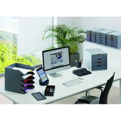 Durable VARICOLOR Stackable Plastic Drawer Box, 10 Drawers, Letter to Folio Size Files, 11