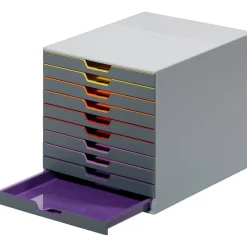 Durable VARICOLOR Stackable Plastic Drawer Box, 10 Drawers, Letter to Folio Size Files, 11