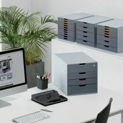 Durable VARICOLOR Stackable Plastic Drawer Box, 10 Drawers, Letter to Folio Size Files, 11
